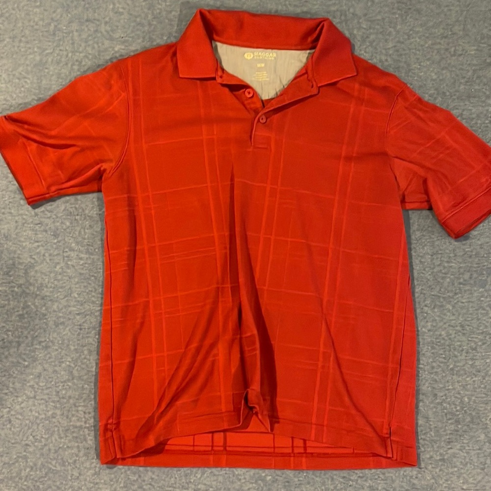 Haggar red textured polo shirt
